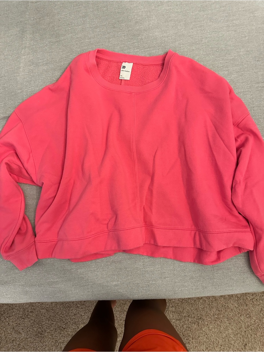 Women's Pink oversized Cropped Crewneck Sweatshirt